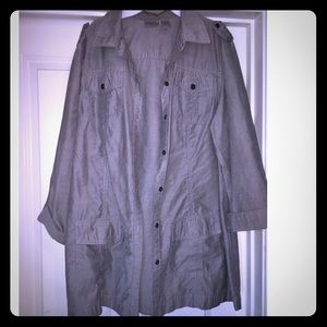 Chico’s military style grey jacket sz 3
